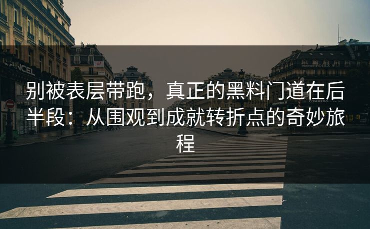 别被表层带跑，真正的黑料门道在后半段：从围观到成就转折点的奇妙旅程