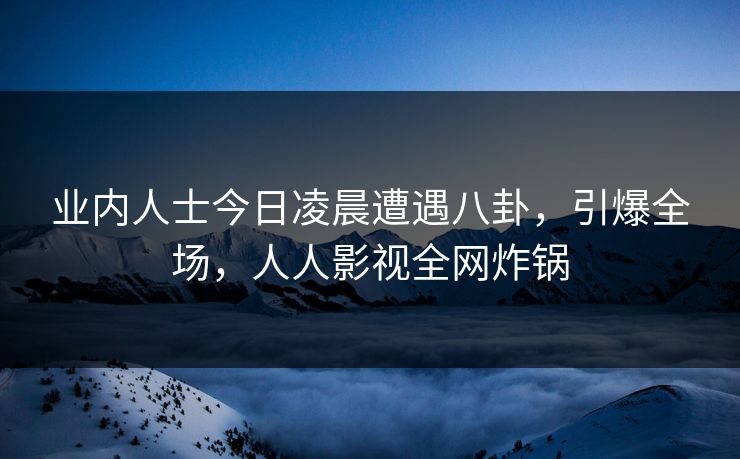 业内人士今日凌晨遭遇八卦，引爆全场，人人影视全网炸锅