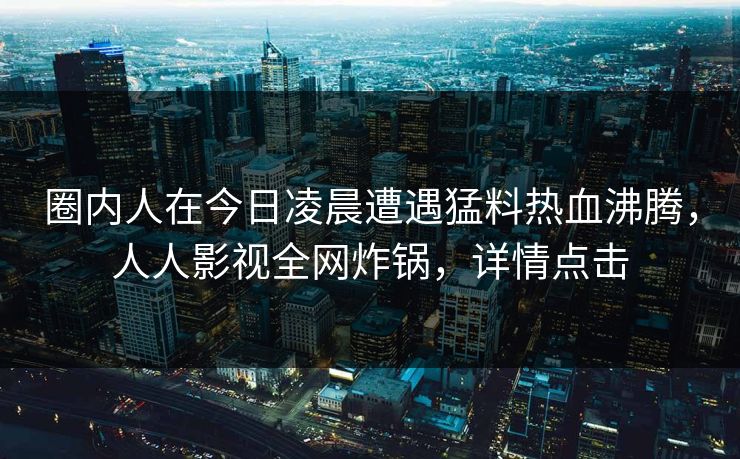 圈内人在今日凌晨遭遇猛料热血沸腾，人人影视全网炸锅，详情点击