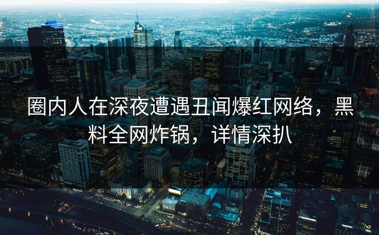 圈内人在深夜遭遇丑闻爆红网络，黑料全网炸锅，详情深扒